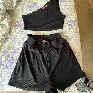 Super cute black off the shoulder matching set